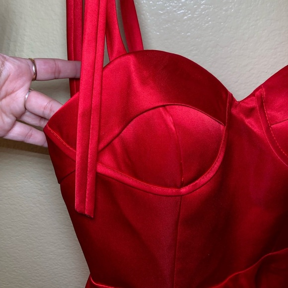 VNAIX Satin A Line Bow Straps Mini Cocktail Prom Dress Club Party size 6/8 - Picture 5 of 9